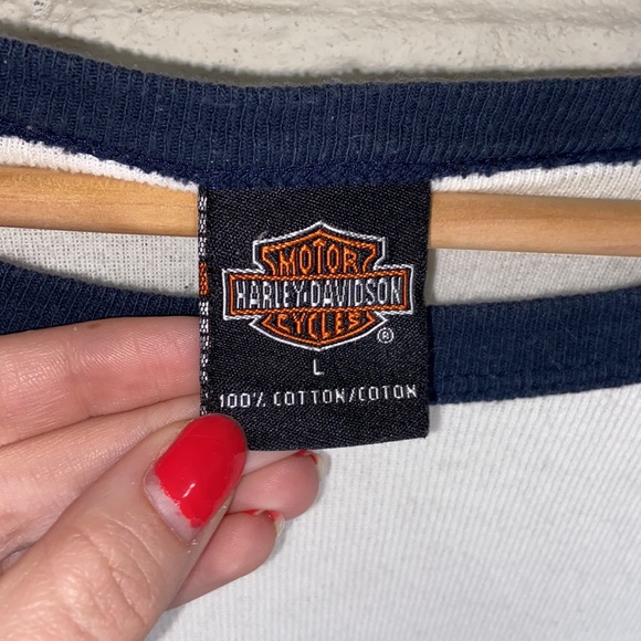 Harley Davidson American Flag 3/4 Sleeve Baseball Tee Ft. Lauderdale Florida - Picture 5 of 8
